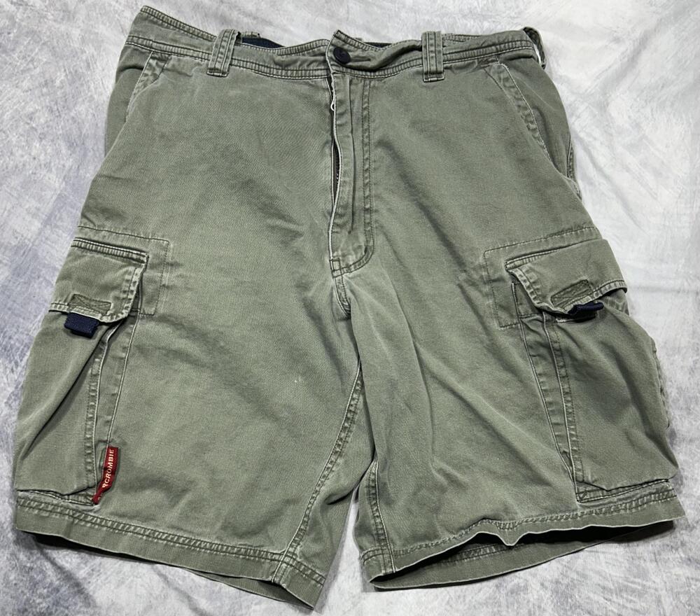 Vintage Abercrombie & Fitch Cargo Shorts Mens Small Green Cotton Canvas Y2K